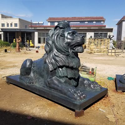 港币狮铜雕塑-企业商场大门动物雕塑