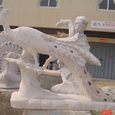 公园动物孔雀石雕