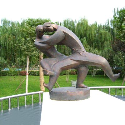 公园体育运动抽象摔跤人物铜雕