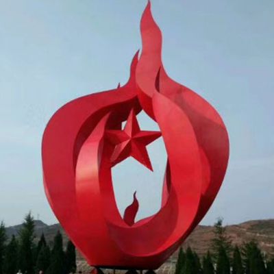 广场党建不锈钢星星之火雕塑