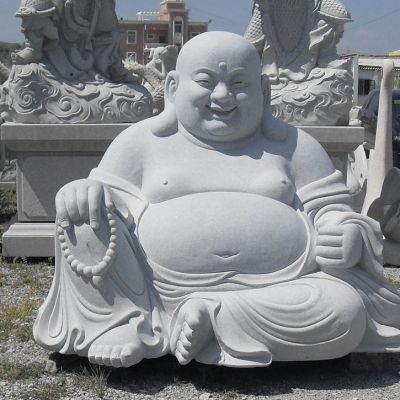 汉白玉坐式弥勒佛雕像