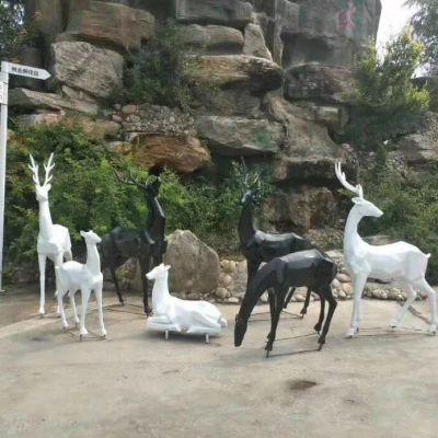 景区装饰动物不锈钢鹿雕塑