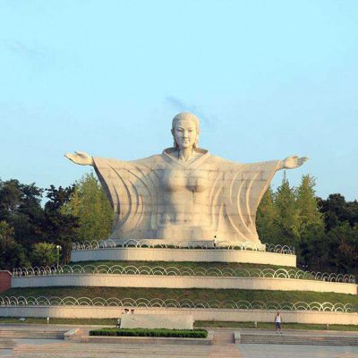 景区园林大型中国神话中的创世女神女娲石雕景观雕塑