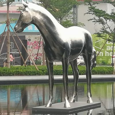 拉丝不锈钢马雕塑-公园园林水景动物摆件