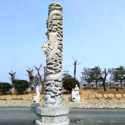 龙柱雕刻-公园广场文化柱