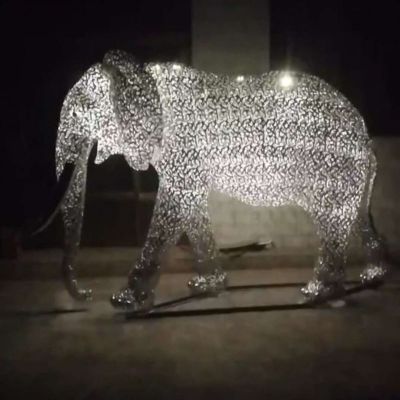 镂空大象雕塑不锈钢动物雕塑