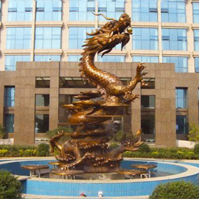企业大门铜雕龙喷泉景观雕塑