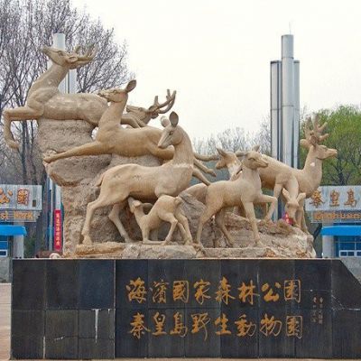 石雕梅花鹿公园动物雕塑