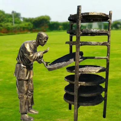 铜雕公园茶文化人物雕塑 