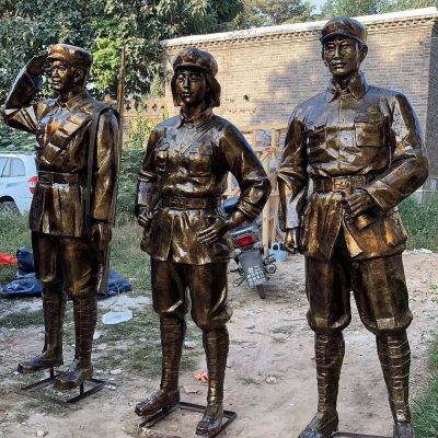 铜雕解放军人物雕塑
