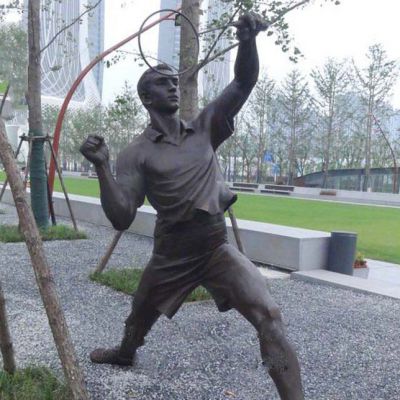 铜雕户外公园打羽毛球运动人物摆件
