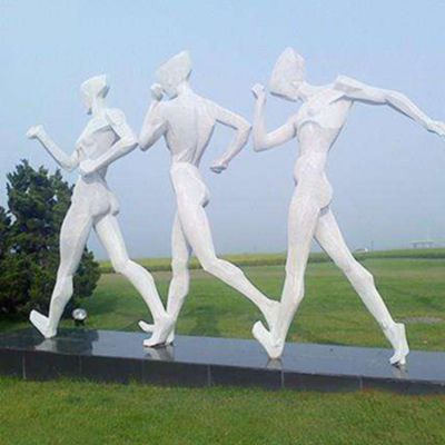 网格体育运动人物跑步雕塑