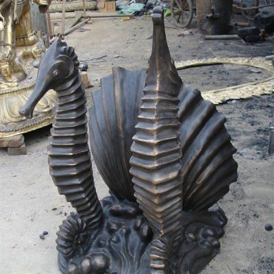 小区动物海马铜雕 