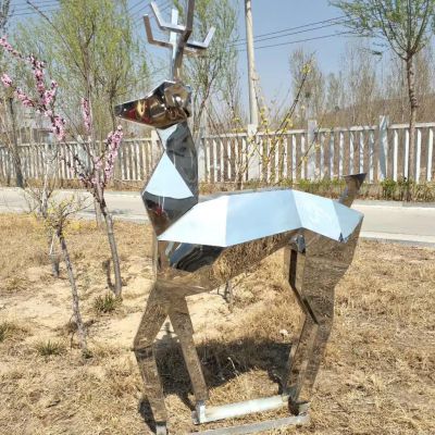 园林锻造不锈钢梅花鹿雕塑