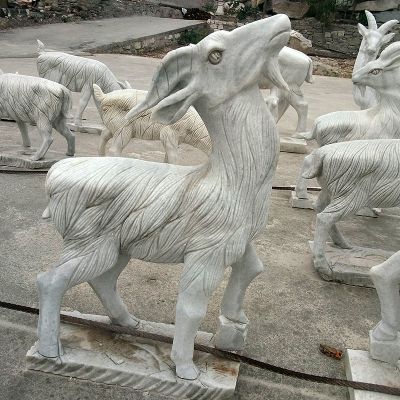 羊大理石草坪动物雕塑摆件
