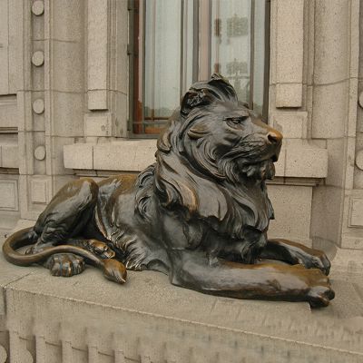 银行大门铜雕港币狮子看门动物雕塑