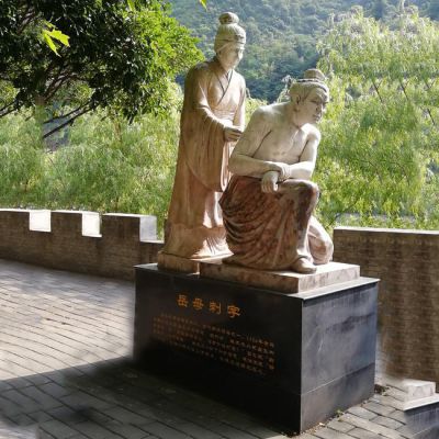 岳母刺字石雕景观雕塑-景区历史名人典故人物雕像
