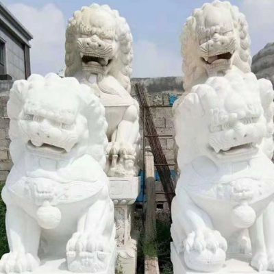 招财动物汉白玉狮子石雕