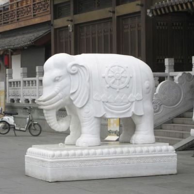 招财动物汉白玉大象石雕