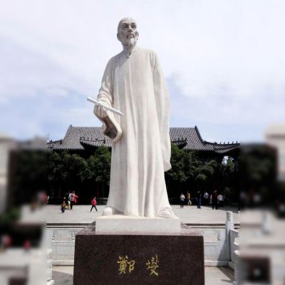 郑燮大理石雕像-景区景点汉白玉历史名人清代著名书画家郑板桥雕塑