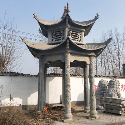 中式双层石雕凉亭