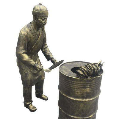 做烧饼的人物铜雕