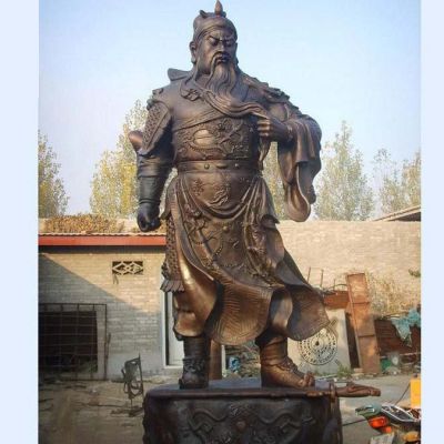 铸铜武财神捋须关公雕塑