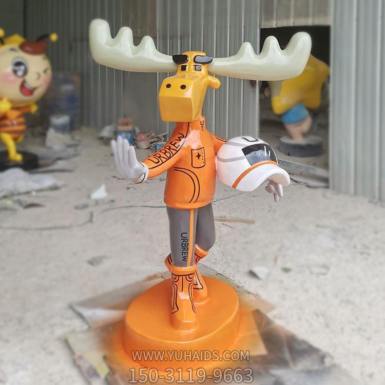 运动场所创意玻璃钢卡通小牛雕塑