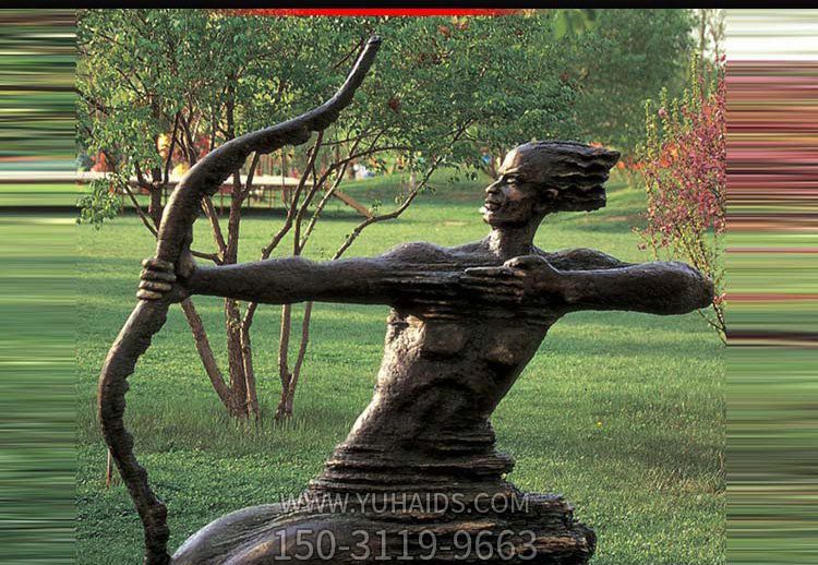 园林景区抽象后羿射日漆金铸铜雕塑