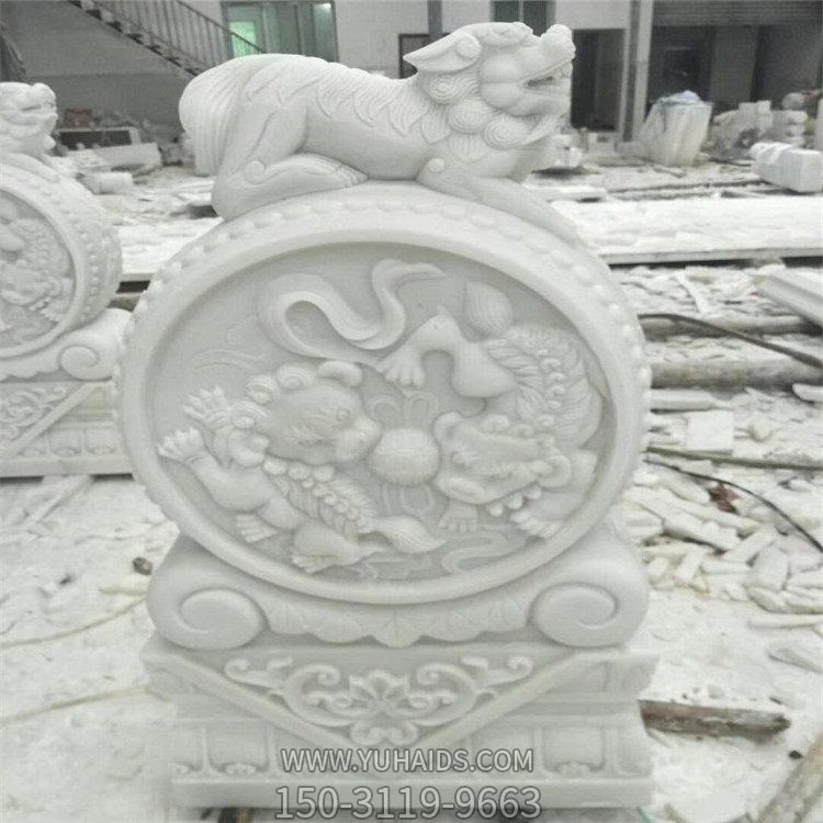 户外园林寺庙花岗岩石抱鼓 庭院中式门前抱鼓石雕塑