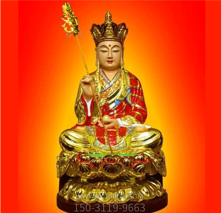 漆金地藏菩萨玻璃钢树脂雕像雕塑