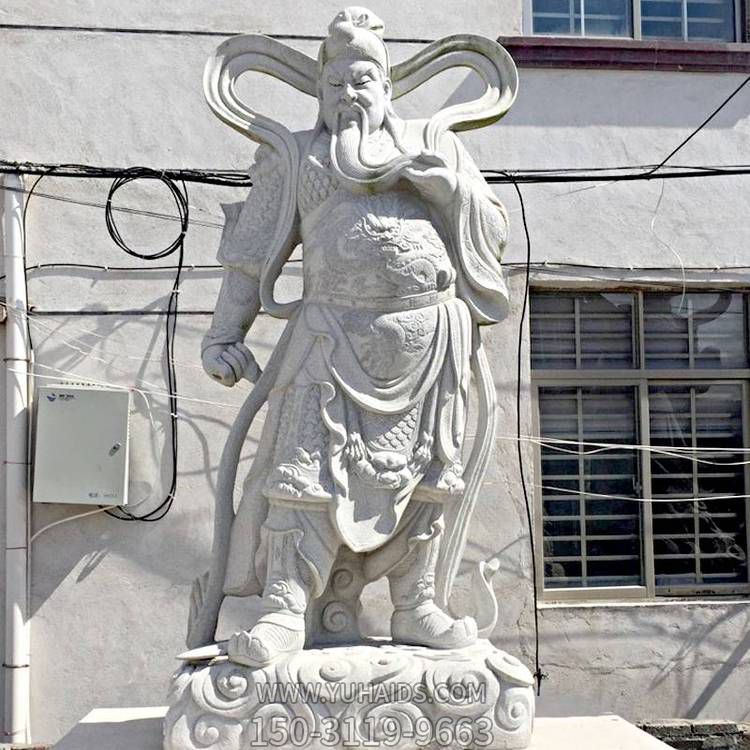 石雕汉白玉关公神像寺院景点户外摆件雕塑