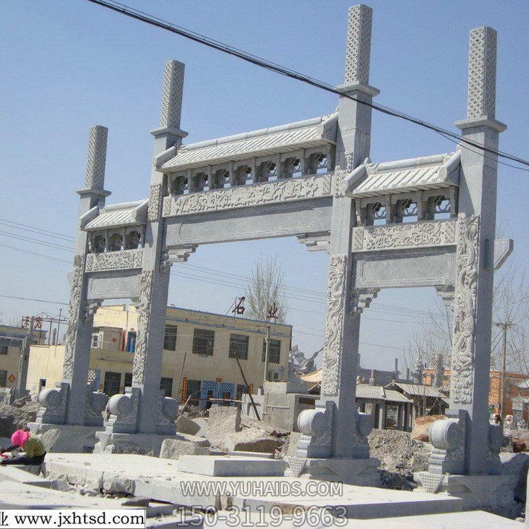农村建设芝麻白浮雕门楼石牌坊雕塑