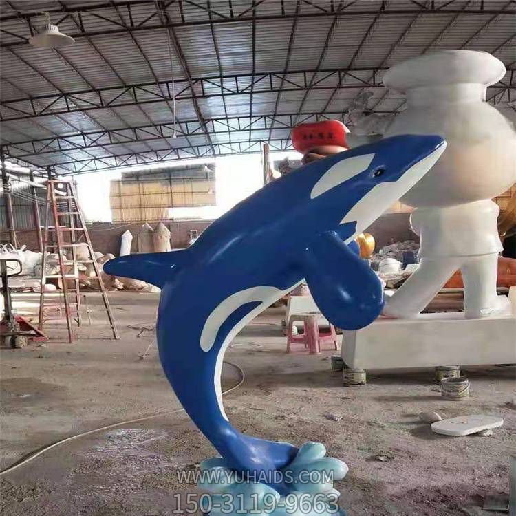 户外玻璃钢海豚雕塑环保树脂游乐园水景动物小品