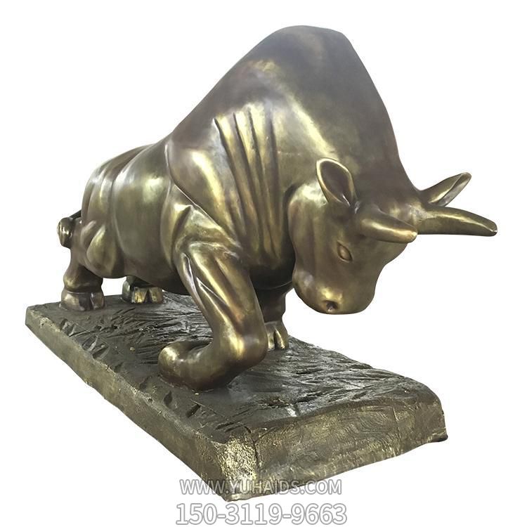 玻璃钢仿铜大型工厂企业华尔街牛雕塑