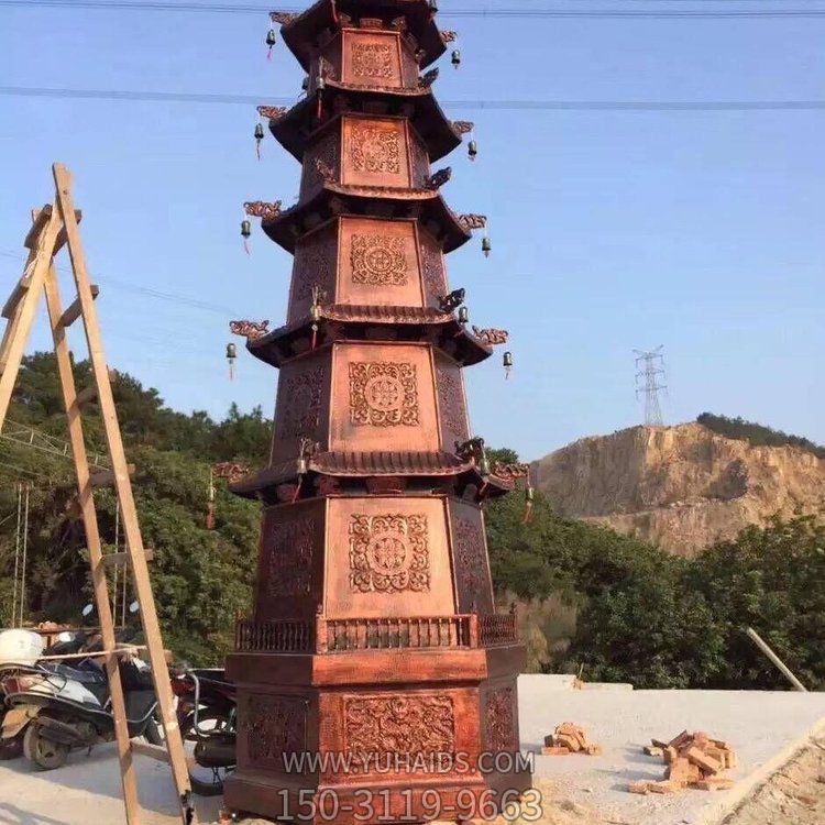 寺庙摆放大型黄铜锻造多层进宝香炉佛塔雕塑