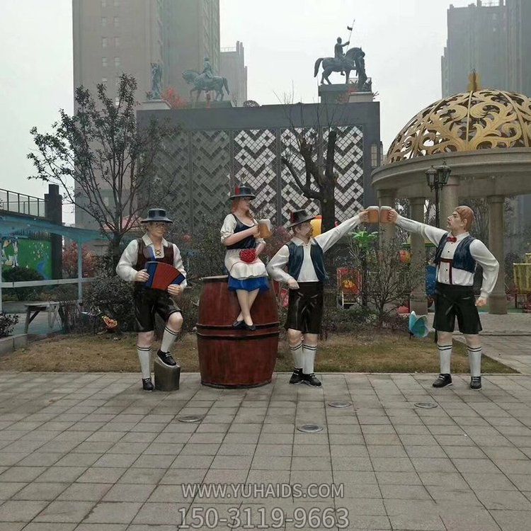 园林户外玻璃钢跳舞的人物雕塑