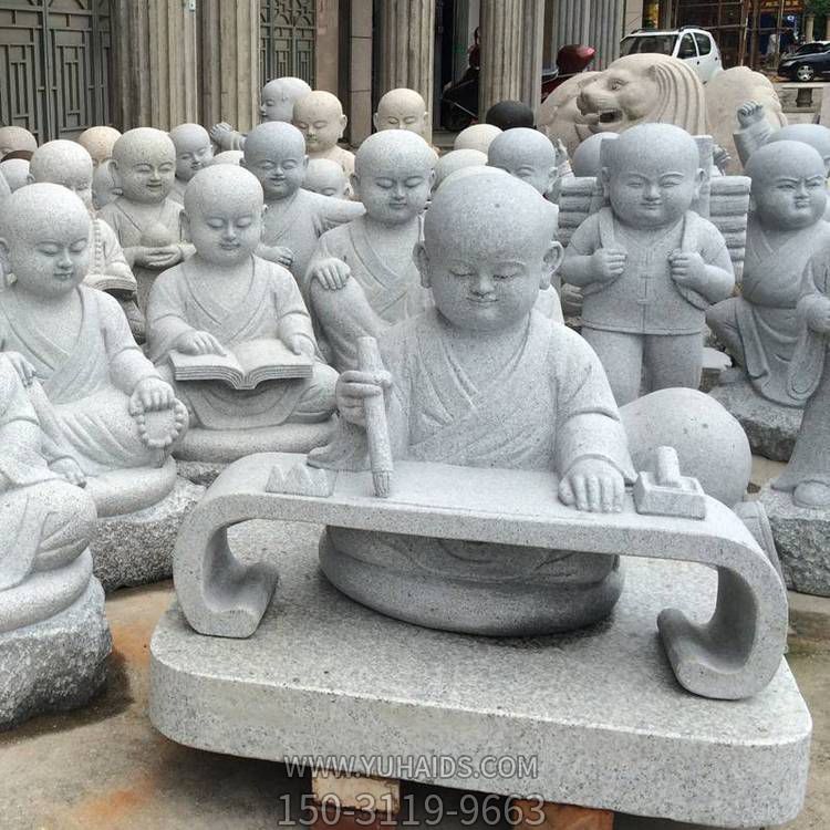 白麻石小和尚雕像小沙弥寺院摆件雕塑