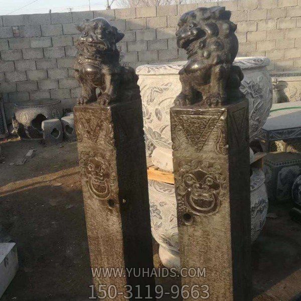 仿古青石石雕庭院驿站拴马桩雕塑