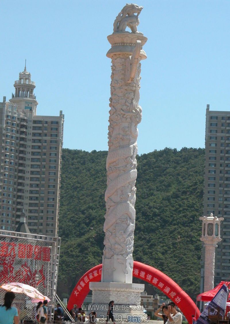 大理石家具广场雕刻龙柱摆件雕塑