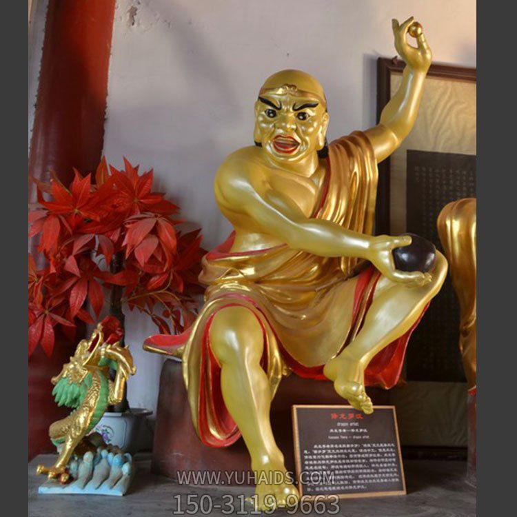 寺庙玻璃钢漆金供奉佛像十八罗汉雕塑