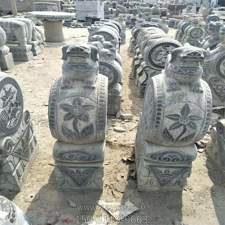 抱鼓石摆件 户外庭院青石石雕园林摆件雕塑