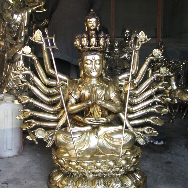 景区寺庙不锈钢鎏金供奉菩萨观音雕塑