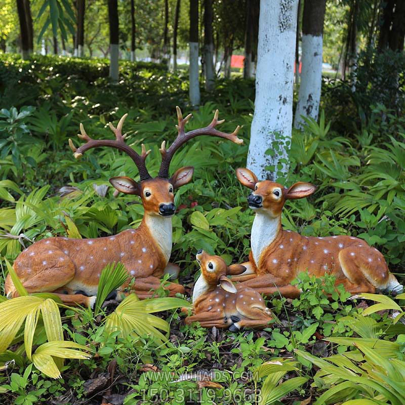 户外草丛创意景观装饰品仿真动物梅花鹿雕塑