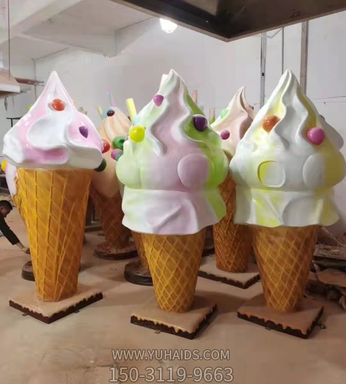 玻璃钢彩绘冰淇淋模型游乐场冷饮店户外装饰摆件雕塑