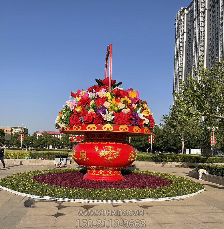 天安门广场门口玻璃钢彩绘大花篮雕塑