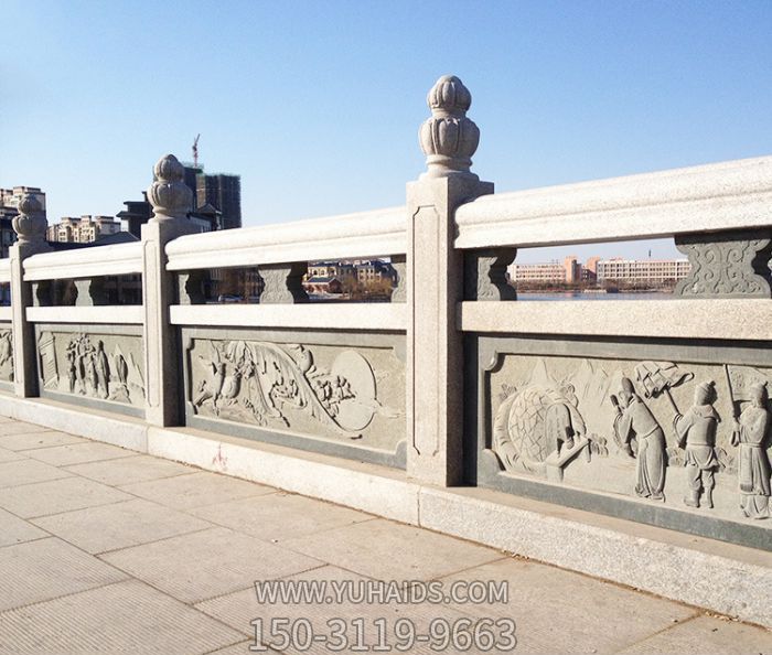 公园湖景浮雕人物花岗岩栏杆雕塑
