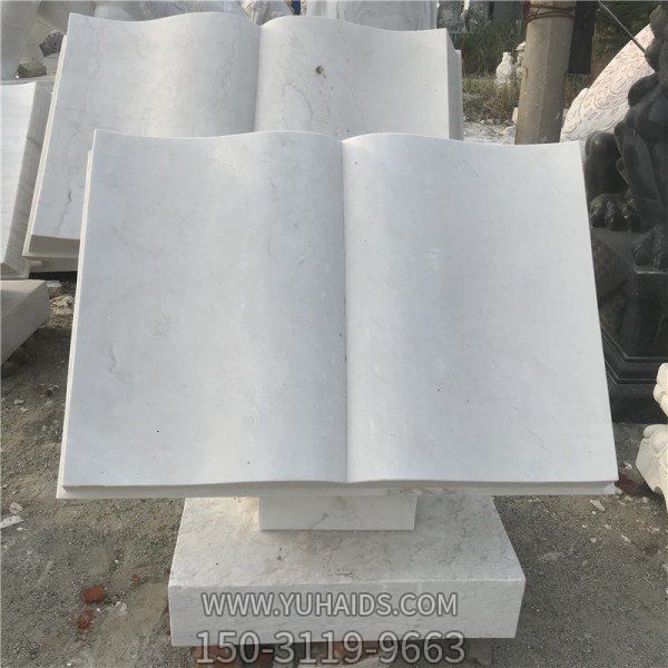 小型天然汉白玉石雕书本校园广场摆件雕塑