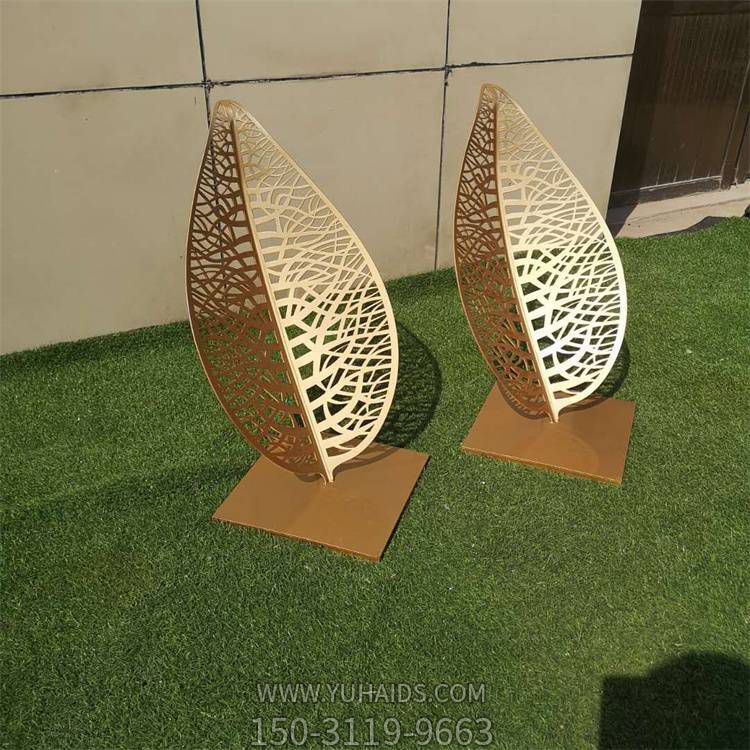 不锈钢喷漆金属镂空树叶园林户外景观小品雕塑