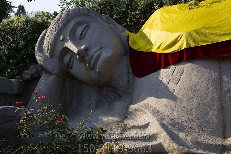 景点浮雕侧卧佛像砂岩石雕塑